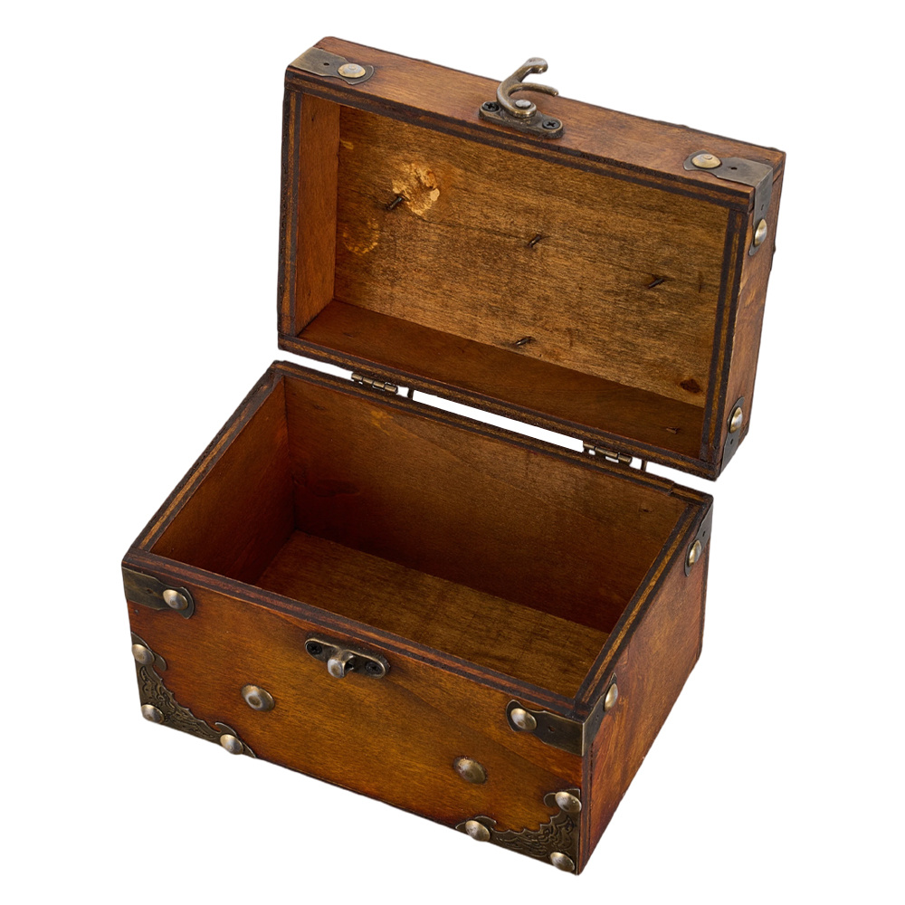 Vintage Small Wooden Jewelry Box with Lock, Keepsake Gift